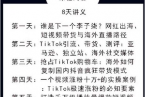 TikTok电商&网红出海高阶实战训练营：30天手把手孵化，打造高质量海外抖音账号